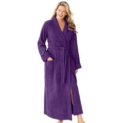 Plus Size Women's Long Terry Robe by Dreams & Co. in Rich Violet (Size L)