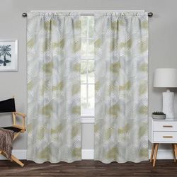 Wide Width Palms Window Panel Pair by Sky Home in Blue Green White (Size 54" W 80" L)