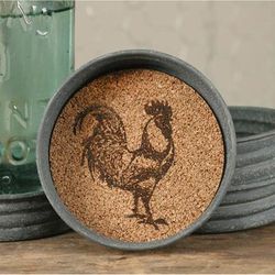 Mason Jar Lid Coaster - Rooster - Box of 4 - CTW Home Collection 370151T