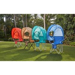 Oversized Camp Chair with Canopy by BrylaneHome in Coral Shade Folding Chair, 2 Cupholders