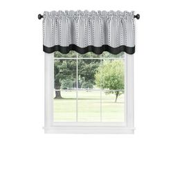 Wide Width Westport Window Curtain Valance 58" x 14" by Achim Home Décor in Black White (Size 58" W 14" L)