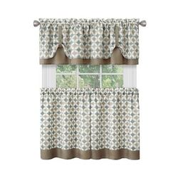Wide Width Callie Window Curtain Tier Pair and Valance Set - 58x24 by Achim Home Décor in Taupe Silver (Size 58" W 24" L)