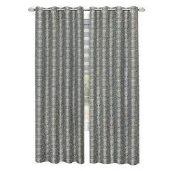 Wide Width Python Grommet Window Curtain Panel by Achim Home Décor in Black Silver (Size 52" W 84" L)