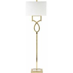 Makiwalo 61"H x 11"W x 17"D Modern Floor Lamp White/Brass/Clear/Translucent Floor Lamp - Hauteloom