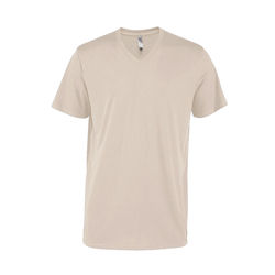 Platinum P602C Adult CVC Short Sleeve V-Neck Top in Putty size 3X | Ringspun Cotton