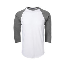 Soffe M209 Adult Classic Baseball Jersey T-Shirt in White/Gunmetal size 2X | Cotton Polyester