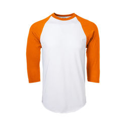 Soffe M209 Adult Classic Baseball Jersey T-Shirt in White/Orange size XL | Cotton Polyester