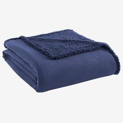 Micro Flannel® Reverse to Sherpa Blanket by Shavel Home Products in Smokey Mountain Blue (Size TWIN)