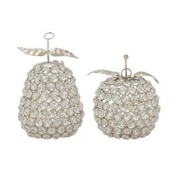 Juniper + Ivory Set of 2 5 In. x 7 In. Glam Fruit Sculpture Silver Metal - Juniper + Ivory 37015