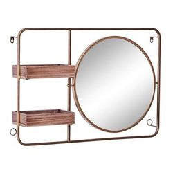 Juniper + Ivory 20 In. x 29 In. Glam Wall Shelves with Mirror Brown Iron - Juniper + Ivory 43317