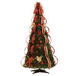 6' Pre-Lit Midnight Blue Pop-Up Tree by BrylaneHome in Plaid