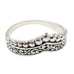 Crowned,'Hand Crafted Sterling Silver Band Ring'