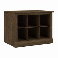 "kathy ireland® Home by Bush Furniture Woodland 24W Small Shoe Bench with Shelves in Ash Brown - Bush Furniture WDS224ABR-03 "