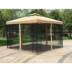 10' X 10 'Metal Gazebo With Double Roof And Netting- Jeco Wholesale GZ2