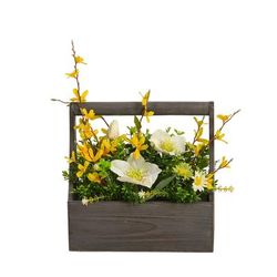 Floral Arrangement With Wooden Pot- Jeco Wholesale HD-BT084