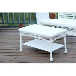 White Wicker Patio Furniture Coffee Table- Jeco Wholesale W00206-T