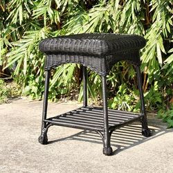 Outdoor Black Wicker Patio Furniture End Table- Jeco Wholesale OTI001-D