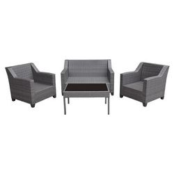 Aoife 4 Pc Grey Resin Wicker Conversation Set With 4 In Cushion- Jeco Wholesale W00608-G