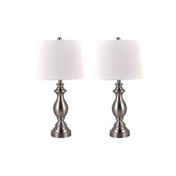 "Cory Martin Pair Of 27" Metal Table Lamp In Brushed Steel W/ Usb - Fangio Lighting W-1633-USB-2pk"