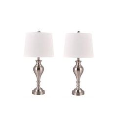 "Cory Martin Pair Of 27" Metal Table Lamp In Brushed Steel W/ Usb - Fangio Lighting W-1631-USB-2pk"