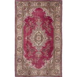 Hand-knotted Antalya Vintage Burgundy Wool Rug