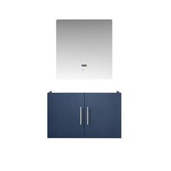 30 inch Navy Blue Single Vanity with no Top and 30 inch LED Mirror - Lexora Home LG192230DE00LM30