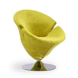 Tulip Green and Polished Chrome Velvet Swivel Accent Chair - Manhattan Comfort AC029-GR