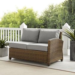 Bradenton Outdoor Wicker Sectional Right Side Loveseat Gray/Weathered Brown - Crosley KO70015WB-GY