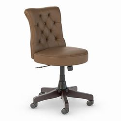 Salinas Mid Back Tufted Office Chair in Saddle Tan Leather - Bush Furniture SALCH2301SDL-Z