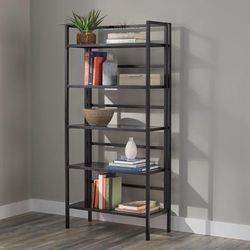 5-Tier Folded Metal Bookshelf by BrylaneHome in Black