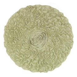 Bell Flower Round Bath Rug Collection by Home Weavers Inc in Green (Size 30" ROUND)