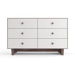 Oeuf 6 Drawer Dresser - Rhea - White/Walnut
