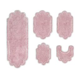Allure 5 Piece Set Bath Rug Collection by Home Weavers Inc in Pink