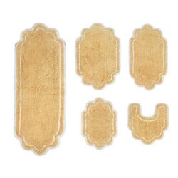 Allure 5 Piece Set Bath Rug Collection by Home Weavers Inc in Butter