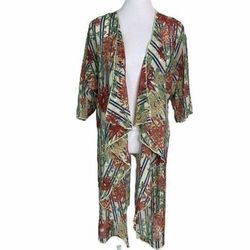 Lularoe Tops | Lularoe Floral Chiffon Open Front Sheer Duster | Color: Red/Tan | Size: M