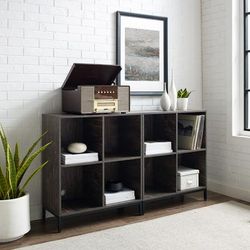 Jacobsen 2Pc Record Storage Cube Bookcase Set Brown Ash/Matte Black - 2 Bookcases - Crosley KF13059BR