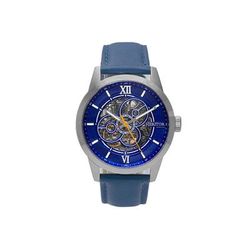 Heritor Automatic Jonas Leather-Band Skeleton Watch Silver/Blue - Men's HERHR9503