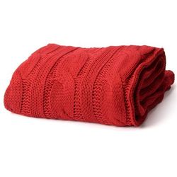 Battilo Home Cable Knit Throw Blanket, Acrylic Soft Cozy Snuggle Blanket, All Seasons Suitable for A by Battilo Home in Red (Size 50" X 60")