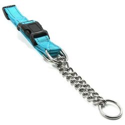 'Tutor-Sheild' Martigale Safety and Training Chain Dog Collar, Blue, Small