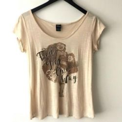 Disney Tops | Junior Moana 'Find Your Own Way' Cream Top | Color: Cream/Tan | Size: Mj