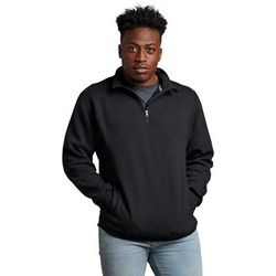 Russell Athletic 1Z4HBM Dri Power Quarter-Zip Cadet Collar Sweatshirt in Black size XL | Cotton Polyester