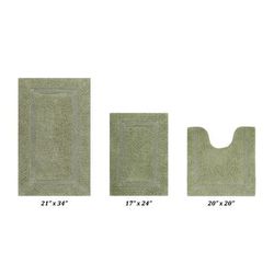 Lux Collectionis Bath Mat Rug 3 Piece Set (17" x 24" | 21" x 34" | 24" x 40") by Better Trends in Sage