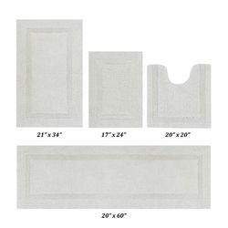 Lux Collectionis Bath Mat Rug 4 piece Set (17" x 24" | 20" x 20" | 21" x 34" | 20" x 60") by Better Trends in Ivory
