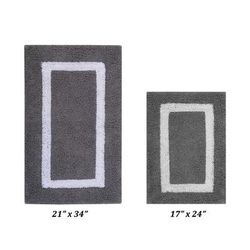 Hotel Collectionis Bath Mat Rug 2 Piece Set (17" x 24" | 21" x 34") by Better Trends in Gray White