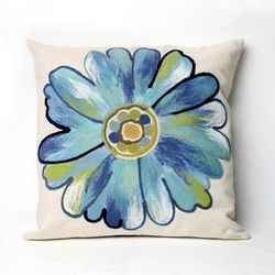 "Liora Manne Visions III Daisy Indoor/Outdoor Pillow Aqua 20" Square - Trans Ocean Import Co 7SC2S314904"