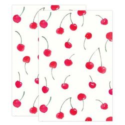 Designer Print Towel Set/2 by Mu Kitchen in White Red