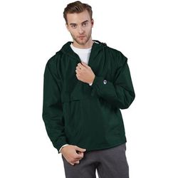 Champion CO200 Adult Packable Anorak 1/4 Zip Jacket in Dark Green size 2XL | Polyester