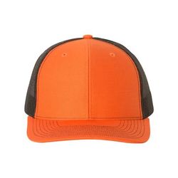 Richardson 112 Snapback Trucker Cap in Orange/Black size Adjustable | Mesh