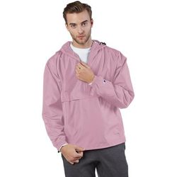 Champion CO200 Adult Packable Anorak 1/4 Zip Jacket in Pink Candy size Small | Polyester