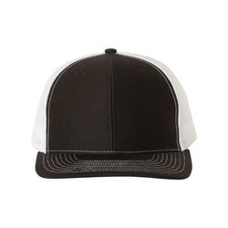 Richardson 112 Snapback Trucker Cap in Black/White size Adjustable | Mesh